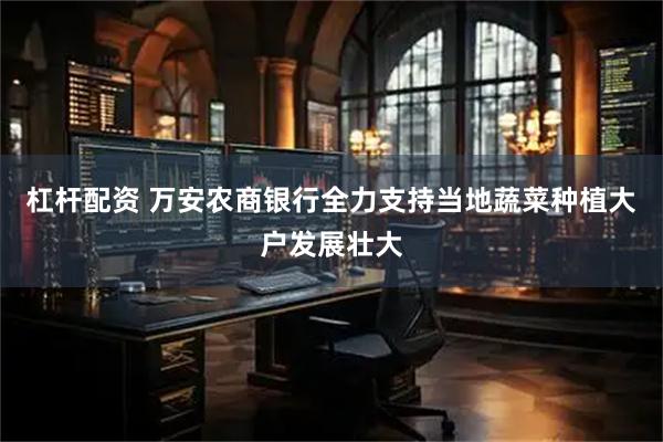 杠杆配资 万安农商银行全力支持当地蔬菜种植大户发展壮大